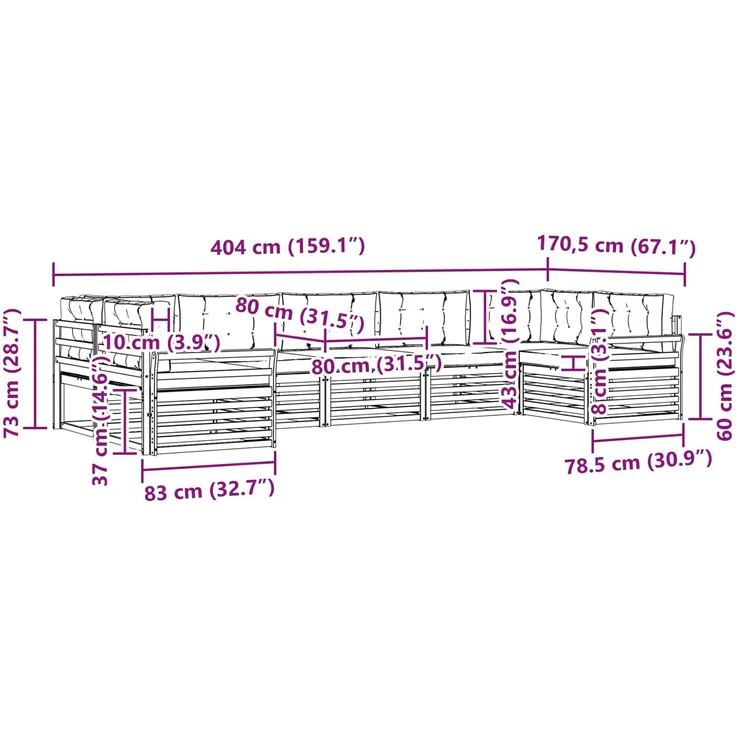vidaXL Outdoor-Sofagarnitur 7 stk. 7-Sitzer Weiß und Anthrazit 3391087 – Bild 9