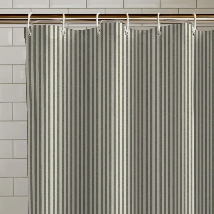 Catherine Lansfield Timeless Stripe Duschvorhang, 180 x 180 cm, Grün