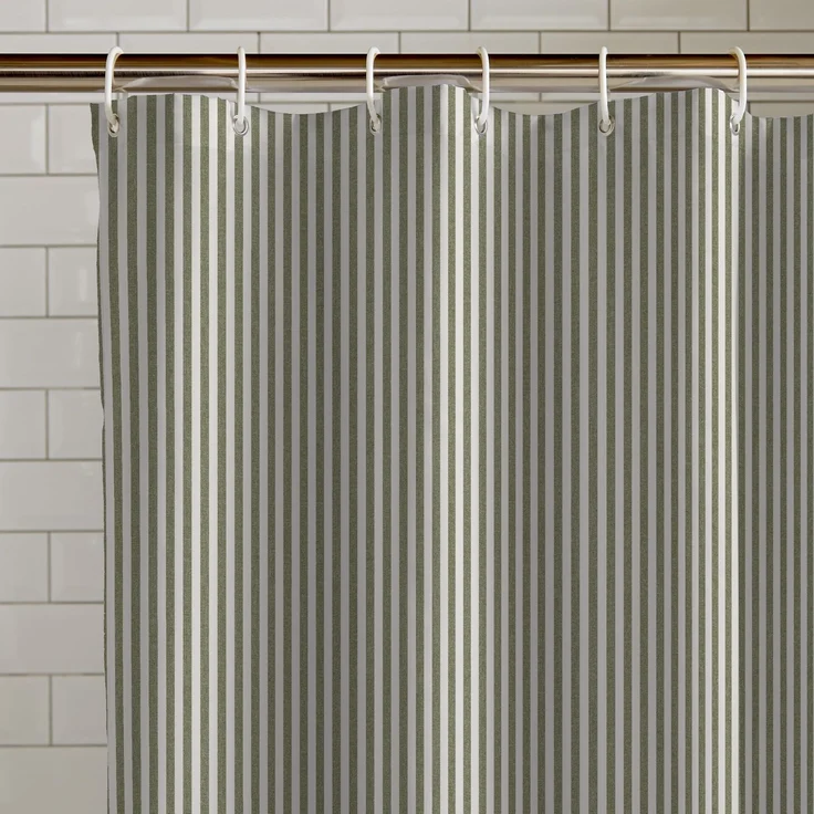 Catherine Lansfield Timeless Stripe Duschvorhang, 180 x 180 cm, Grün