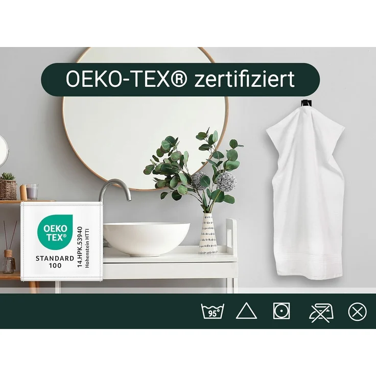 ZOLLNER 6-tlg. Handtuch-Set aus Baumwolle, 50x100 cm, weiß – Bild 5