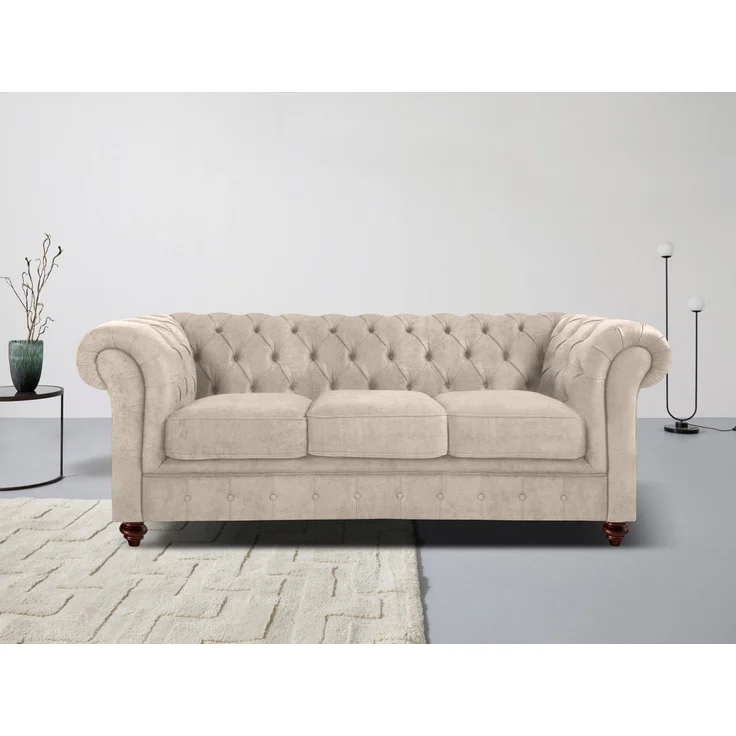 Home affaire Chesterfield-Sofa Chesterfield 3-Sitzer B/T/H: 198/89/74 cm, mit hochwertiger Knopfheftung, auch in Leder – Bild 5