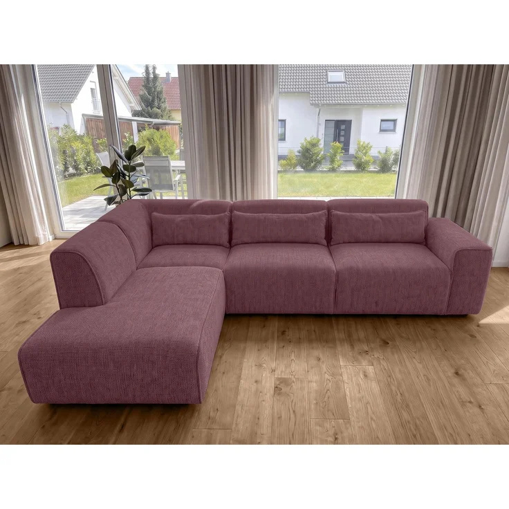 AX LIVING Wohnlandschaft mit Schlaffunktion Ruyam Altrosa Sofa L – Bild 3