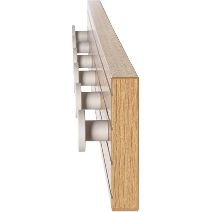 Haku Garderobenleiste Wandgarderobe aus MDF in Eiche-Dekor mit 6 Metallhaken in Kaschmirgrau, 80x4x9 cm – Bild 6