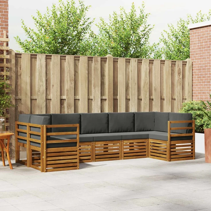 vidaXL Outdoor-Sofagarnitur 7 stk. 7-Sitzer Natur und Anthrazit 3375392 – Bild 1