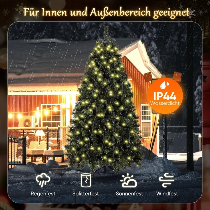 SALCAR 3m Christbaumbeleuchtung mit Ring und 14 Girlanden, 490er LED Überwurf Lichterkette mit Fernbedienung, Wasserdicht Lichterkette Weihnachtsbaum für 210cm bis 350cm Tannenbaum, Warmweiß – Bild 5