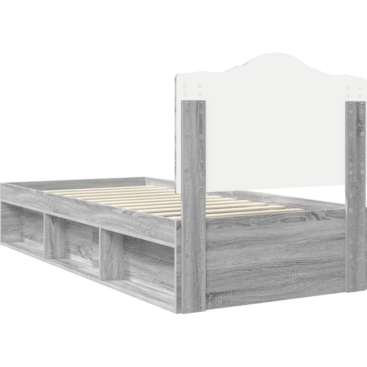 vidaXL Bettrahmen Graues Sonoma 90 x 200 cm Massives Kiefernholz 3413358 – Bild 8