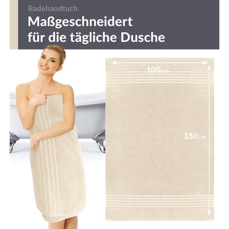 Lashuma Badetuch - XXL Handtuch London, Frottee (1-St), großes Badehandtuch - Duschtuch 100x150 cm für Damen & Herren – Bild 3