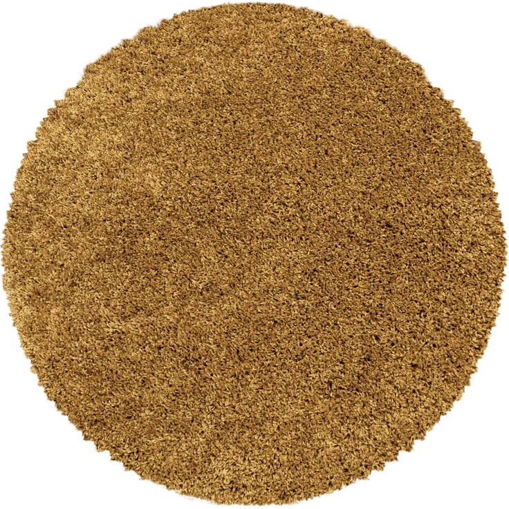 Carpetsale24 Shaggy Hochflor Teppich 80 cm Rund Gold weich flauschig modern einfarbig Für Eingangsbereich oder kleine Nischen für Wohnzimmer Schlafzimmer Flur
