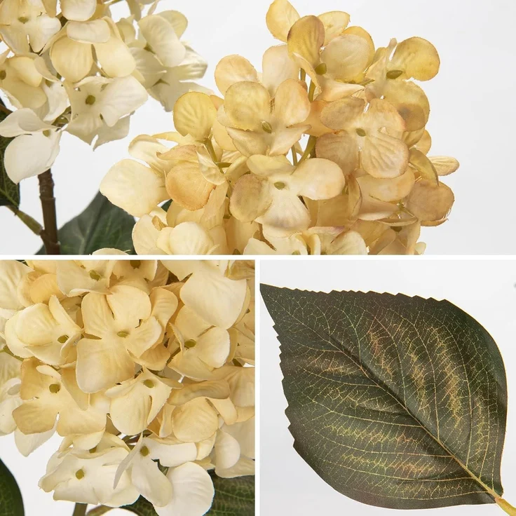 3er Set Künstliche Hortensien Kunstblumen 73CM Weiße Rispenhortensie – Bild 3