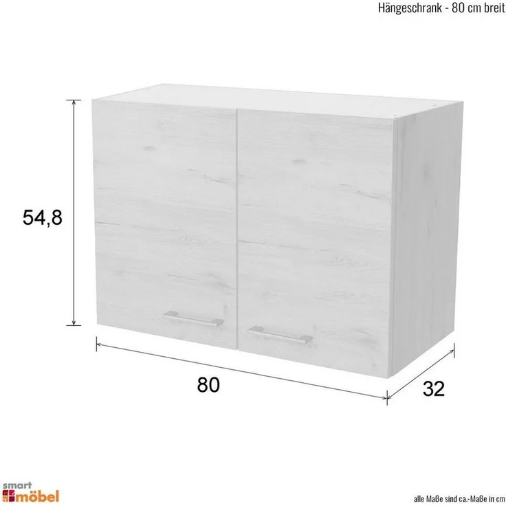 Flex-Well Hängeschrank Hängeschrank Küche - 80 cm breit - Buche – Namu – Bild 2