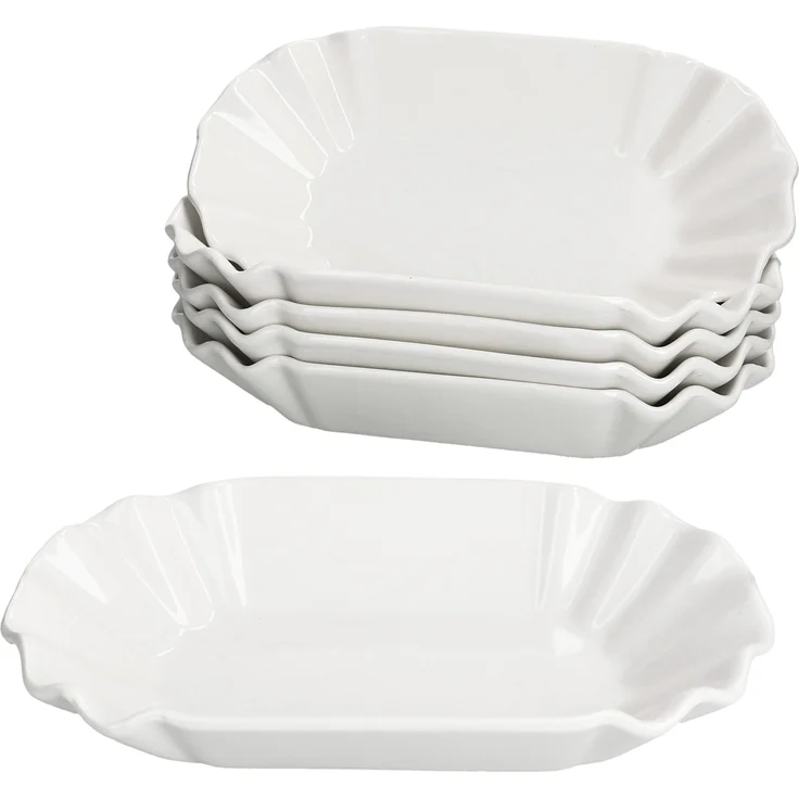 6x Frietjes XL Pommesschale oval weiß Currywurst-Schale Servier-Teller Porzellan – Bild 2