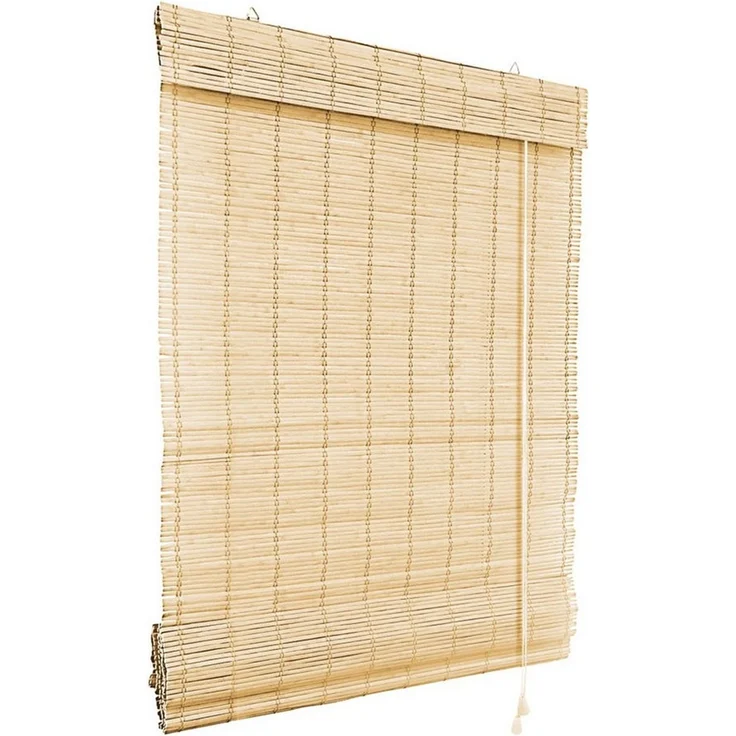 Victoria M. Raffrollo Bambus-Raffrollo, 40 x 130 cm, natur, mit Hakenaufhängung, ohne Bohren, freihängend, zum Schrauben, Bambus – Bild 2