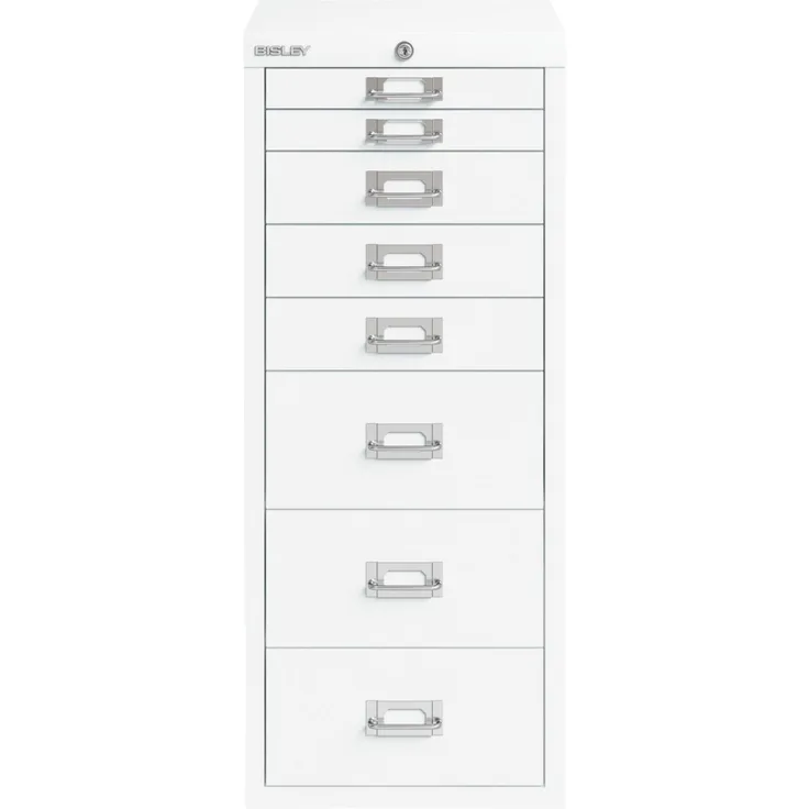 Bisley Multidrawer Schubladenschrank aus Metall abschließbar in verkehrsweiß Schrank für Büro Werkstatt und Zuhause Stahlschrank, LA298-696