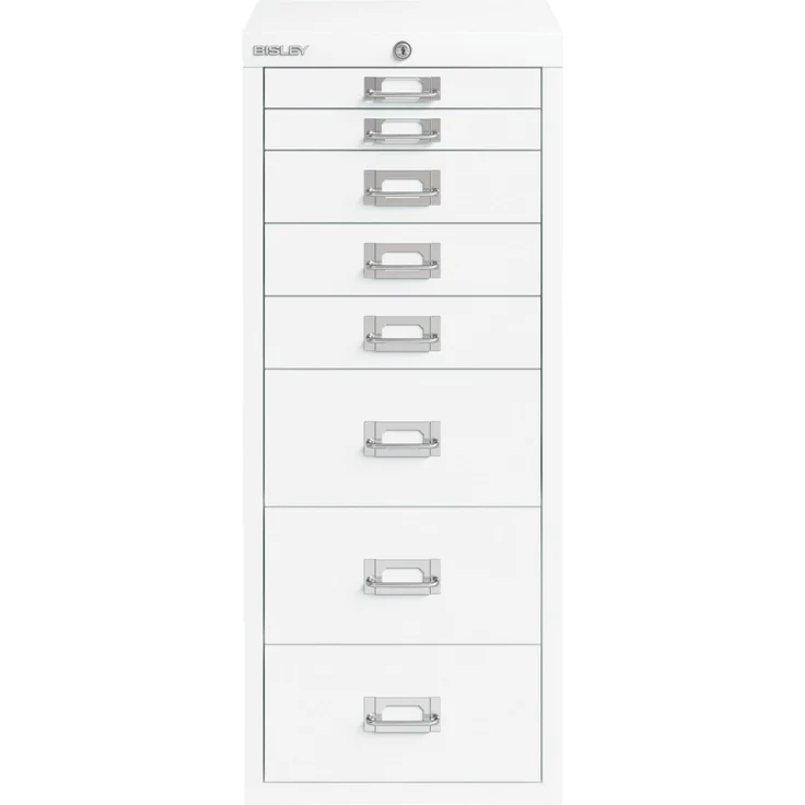 Bisley Multidrawer Schubladenschrank aus Metall abschließbar in verkehrsweiß Schrank für Büro Werkstatt und Zuhause Stahlschrank, LA298-696 – Bild 1