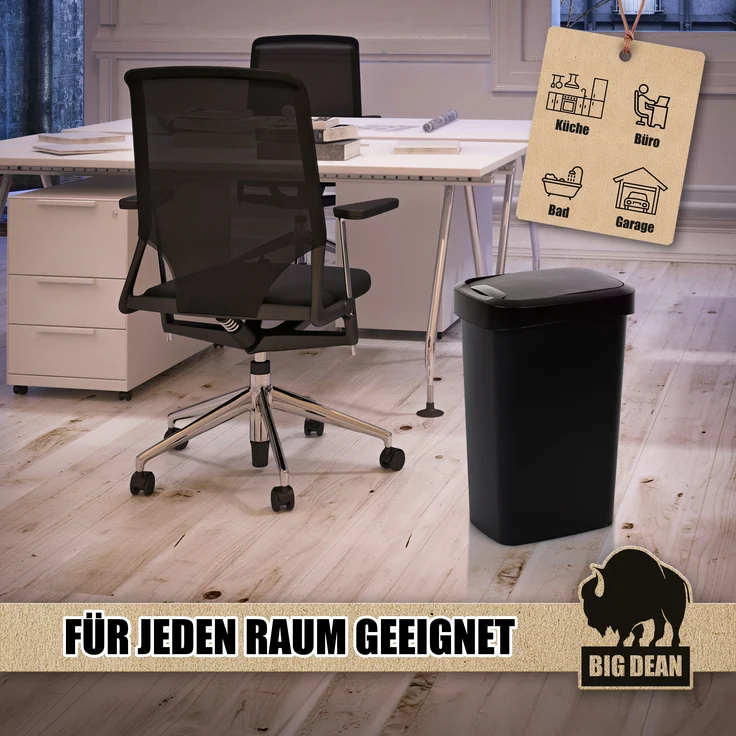 BigDean 2x Mülleimer 50 Liter Schwing & Klappdeckel schwarz Küche – Bild 6