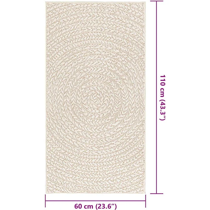vidaXL Teppich ZIZUR Creme 60x110 cm Jute-Optik Indoor und Outdoor 4010371 – Bild 9