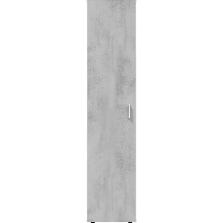 Habitdesign, Hochschrank – platzsparender Mehrzweckschrank mit 1 Tür und 3 Einlegeböden, viel Stauraum in Arkit weiß und Zementgrau, Maße: 41 x 182 x 37 cm (B x H x T), Modell Tidy – Bild 5