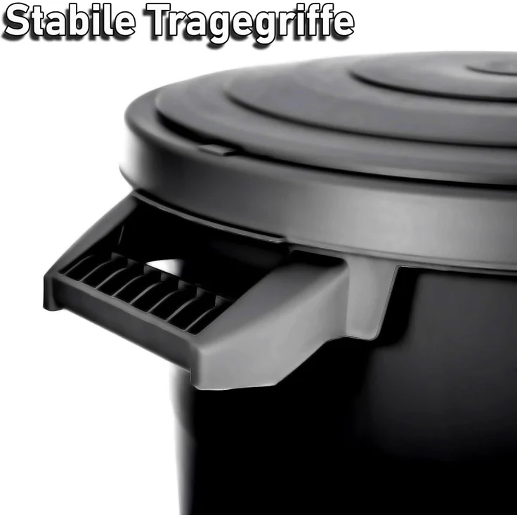 BigDean wetterfeste Universaltonne mit Deckel und 2 stabilen Tragegriffen 80 Liter SCHWARZ - Regentonne Mülleimer - Indoor und Outdoor geeignet - Made in Europe – Bild 3