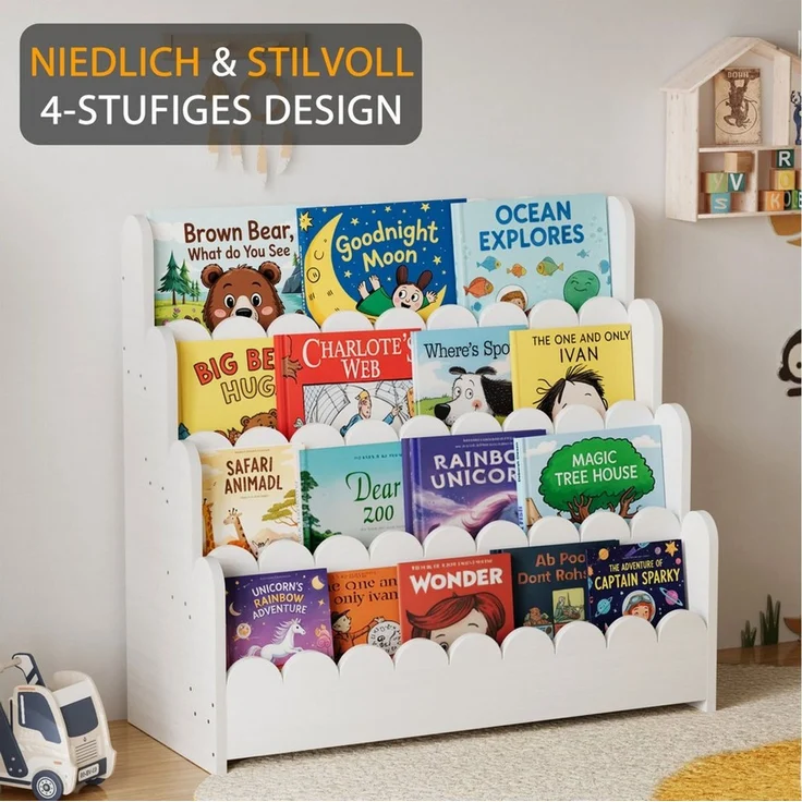 SpaceAid Bücherregal 4-stöckiges Kinderregal, Montessori-Bücherregal für Kleinkinder – Bild 4