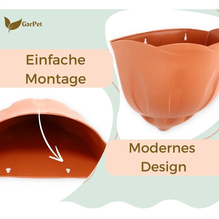 4er Set Blumentopf Wand Blumentopf Wandmontage Wandblumentopf Wandvasen für Pflanzen Pflanzen Wandhalterung Wandtopf Außenbereich Terrakotta – Bild 4