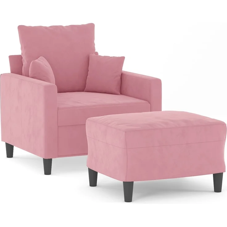vidaXL Sessel mit Hocker Rosa 60 cm Samt 3201100 – Bild 1