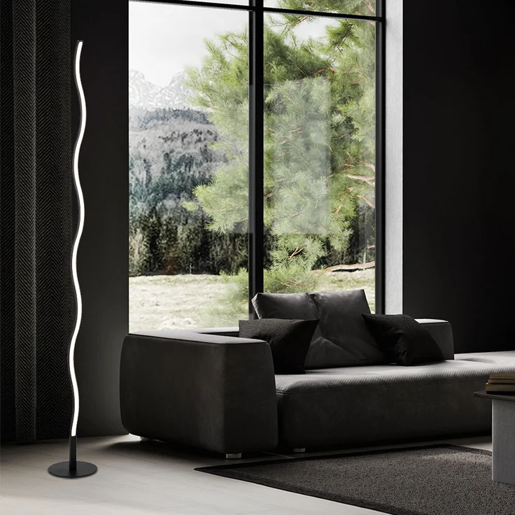 LED Stehleuchte, Wellen Design, schwarz, H 120 cm – Bild 4