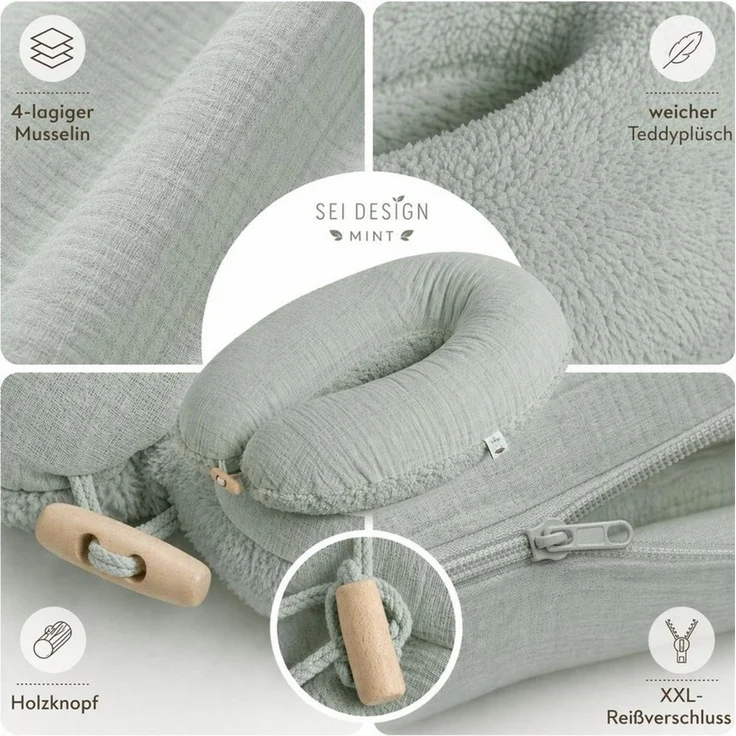 SEI Design Stillkissenbezüge Stillkissenbezug Bezug XXL 190x30, Bio Baumwolle – Bild 2