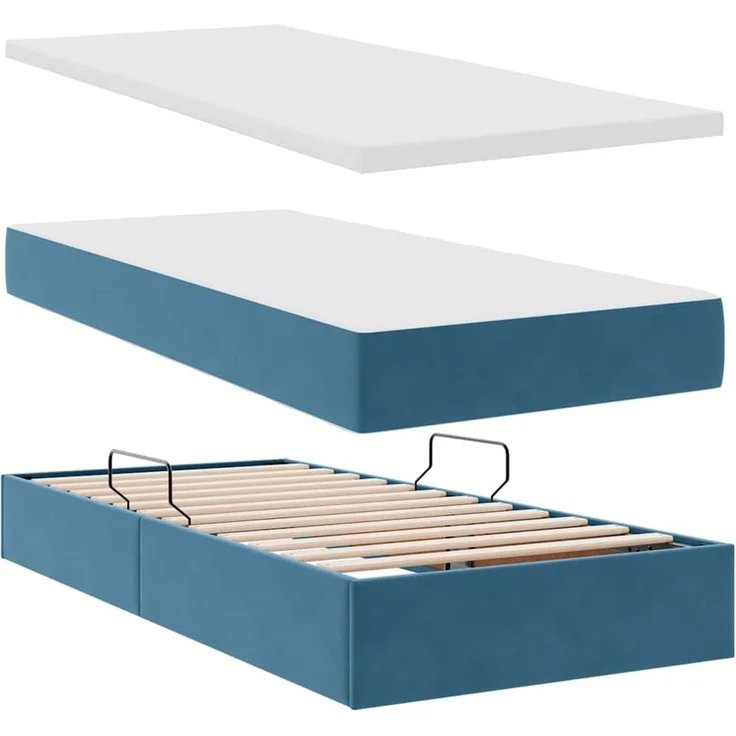 vidaXL LED-Speicherbett mit Matratze Dunkelblau 90 x 190 cm Samt 3372757 – Bild 9