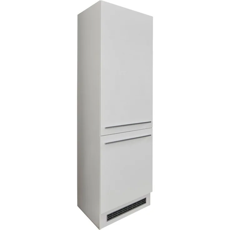 JAZZ 8 Moderner Einbauschrank für Kühlschrank in Weiß Hochglanz - Geräumiger Hochschrank Küchenschrank mit viel Stauraum - 60 x 211 x 57 cm (B/H/T)
