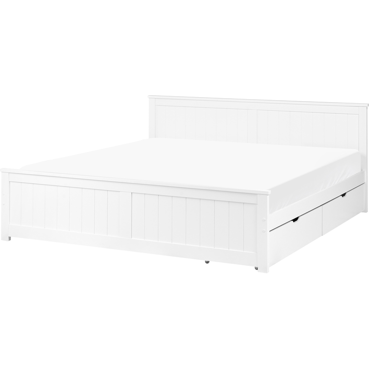 Bett mit 4 Schubladen Kiefernholz SABRAN 180x200 cm Weiß – Bild 4