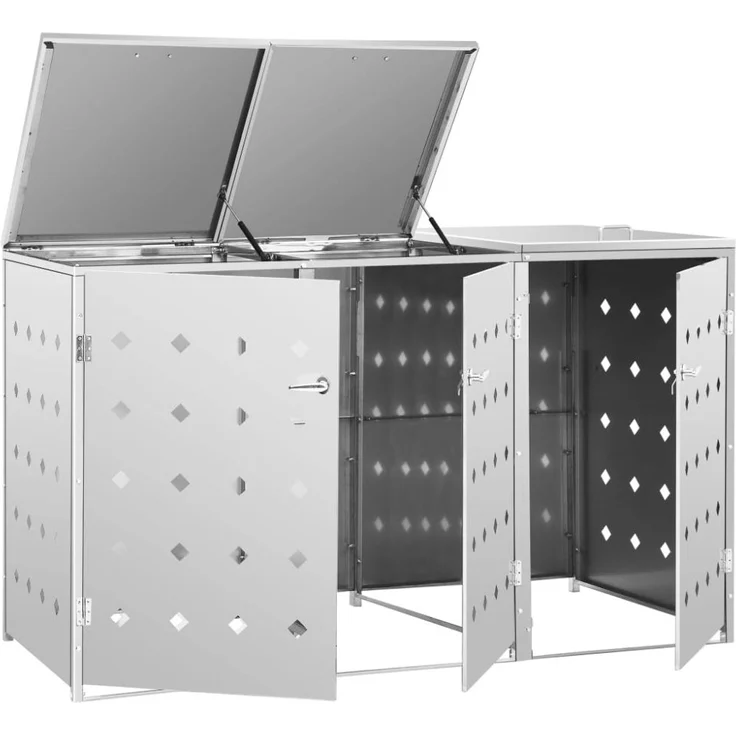 vidaXL Mülltonnenbox für 3 Tonnen 240 L Edelstahl 145381 – Bild 6
