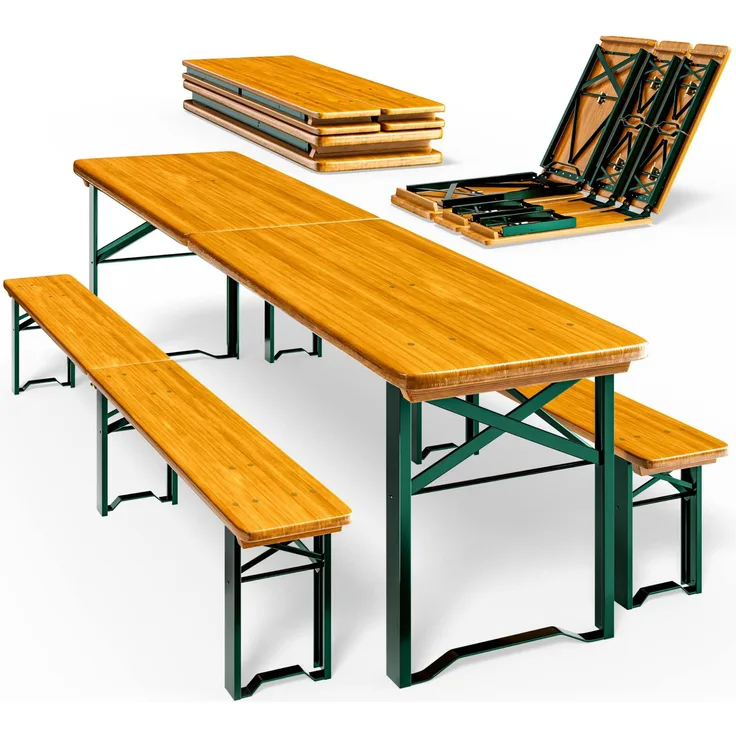 Casaria® 4er Set Bierzeltgarnitur 220cm je 10 Personen hohe Belastbarkeit Massiv Holz klappbar Festzeltgarnitur 2 Bierbänke Biertisch Party Garten
