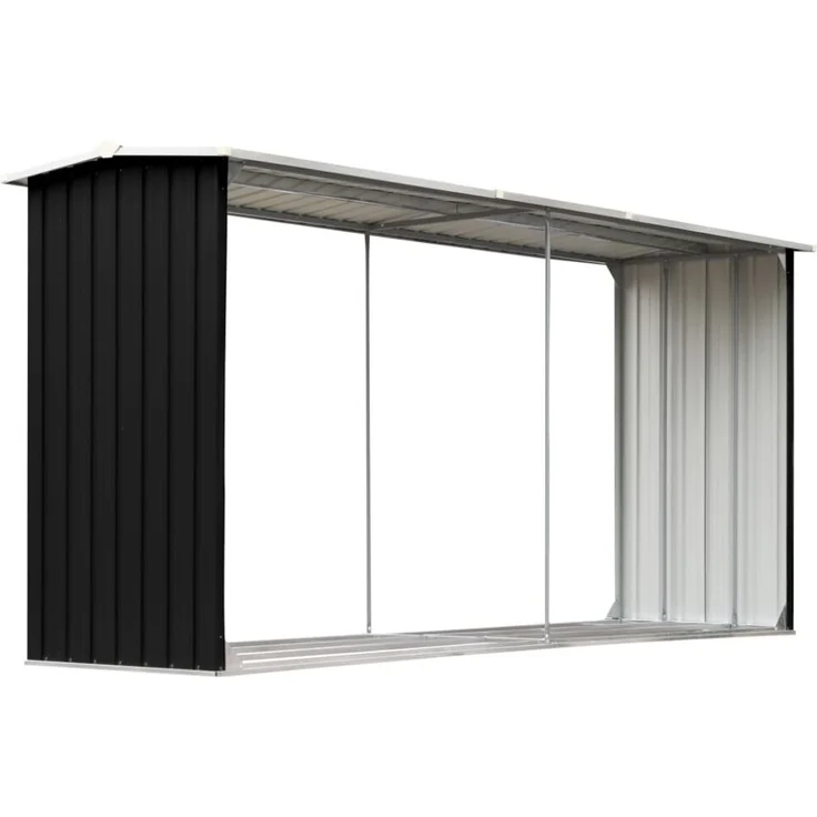 vidaXL Brennholzlager Verzinkter Stahl 330 x 92 x 153 cm Anthrazit 47088 – Bild 2