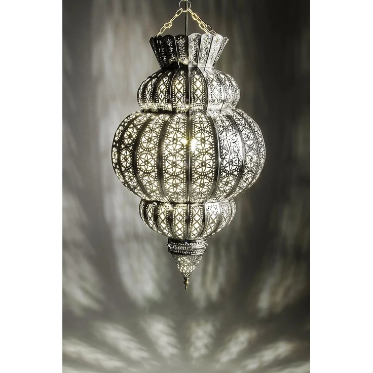 Marrakesch Orient & Mediterran Interior Pendelleuchte Orientalische Pendelleuchte Harem Silber 45cm, Lampe für Wohnzimmer, Handarbeit – Bild 2