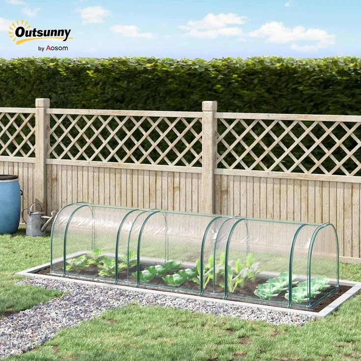 Outsunny Gewächshaus, Stahl, Kunststoff, Transparent, 350L x 100B x 80H cm – Bild 2