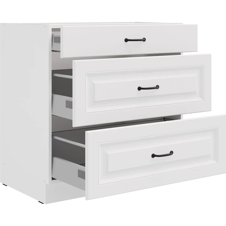 Küchen Unterschrank 80 cm Stilo Weiß Vollauszug Soft-Close Küche Küchenzeile – Bild 2