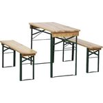 Fun Star Festzeltgarnitur, 3-teilig, klappbar, Holz natur / Stahl grün, 110 x 50 x 79 cm