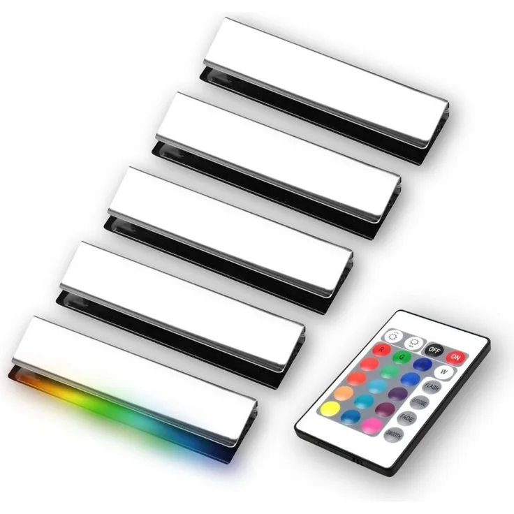 kalb LED Glaskantenbeleuchtung LED RGB Glaskantenbeleuchtung Vitrinenbeleuchtung Clip Glas, 5er Set