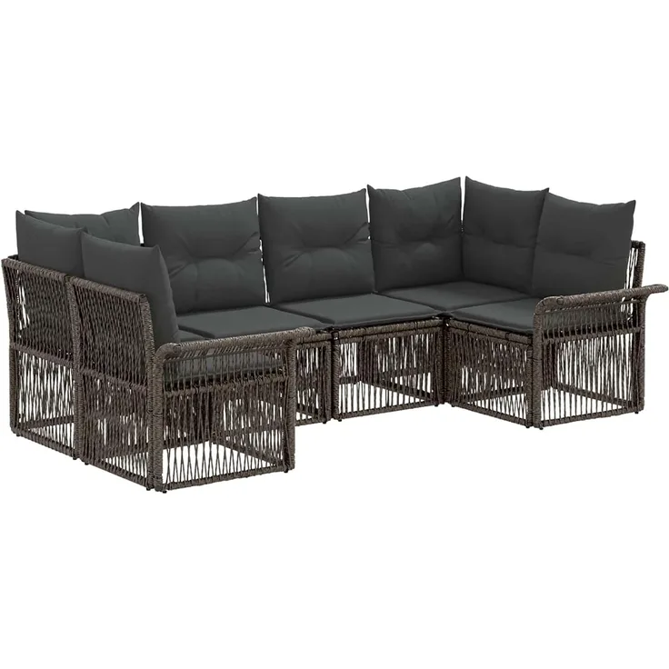 vidaXL Gartensofa-set 6 stk. 6-Sitzer Grau Poly-Rattan 3434927