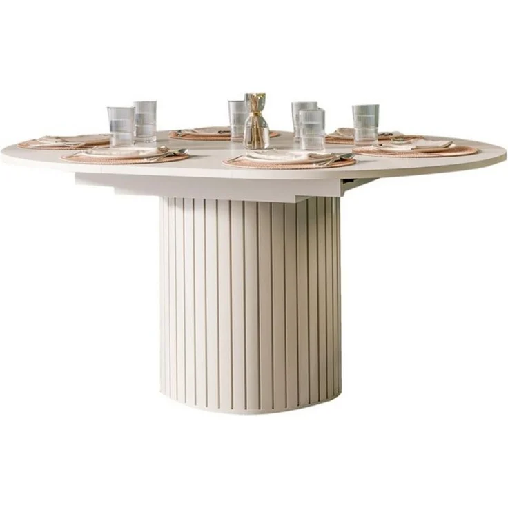 Compleo Esstisch 120-160 cm MODERNO, Säulengestell mit Rillenstruktur, ausziehbarer Tisch, Gestell in Lamellenoptik – Bild 4
