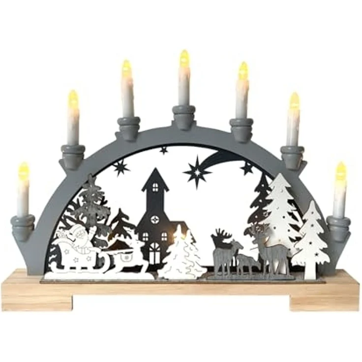 HTI-Living mit Weihnachtsmotiv und 7 LED Kerzen Moderner Schwibbogen LED Holz... – Bild 2