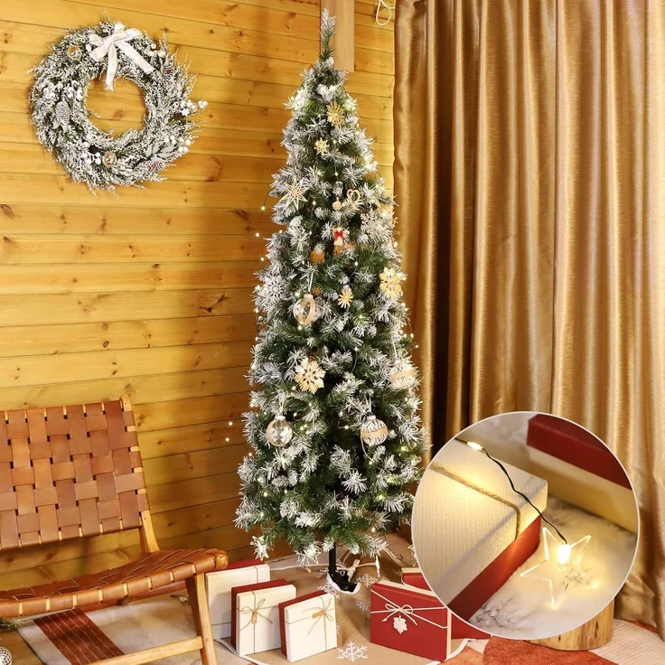 SALCAR 2m Christbaumbeleuchtung mit Ring, Weihnachtsbaum Lichterkette mit 10 Girlanden, – Bild 4