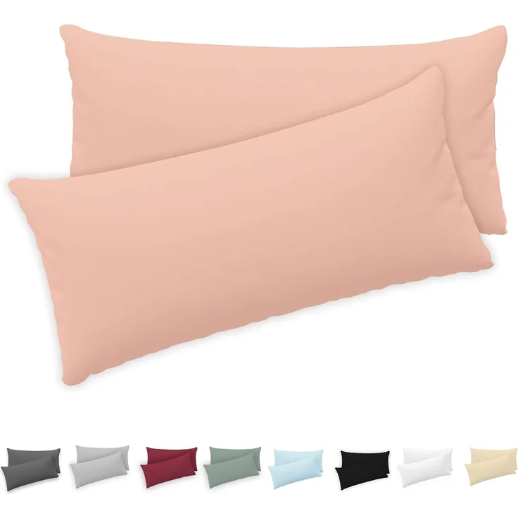 Twinzen® Kissenbezug 50x80 (2er-Set) - 100% Jersey Baumwolle 150 GSM Kissenbezüge - Rosa - Für Kissenbezüge 50x80 cm - Kissenhülle - Kissenbezug mit Reißverschluss - Oeko-Tex Zertifiziert – Bild 1