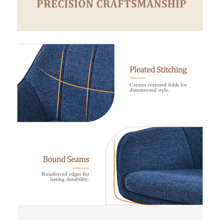 GOEURVANT 1437 Esszimmerstühle 2er-Set mit Armlehnen, 360° Drehbar, Chenille - Blau – Bild 10