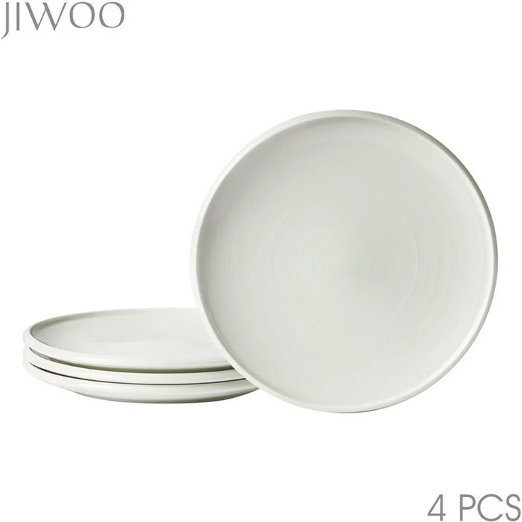 JIWOO Speiseteller 4er Ø21,8cm, Frühstücksteller Pastateller Teller Brotteller Plate, (4 St), Hochwertiges Tellerset Weiß Mikrowellenofen Spülmaschine Ø 21,8cm – Bild 1