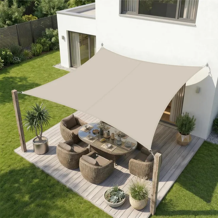 Sekey Sonnensegel Wasserdicht 3x3 m Quadratisch, Sonnenschutz hochdichtes PES 160g/m² Wetterfest & Reißfest, Nahtversiegelung (Zuverlässig Dicht) & 95% UV Schutz, für Balkon Terrasse Garten, Taupe