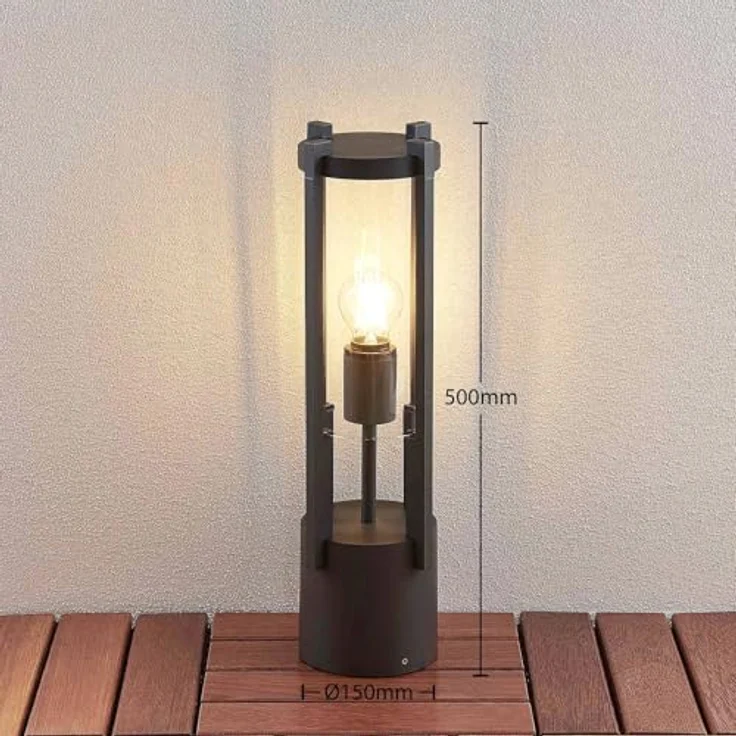 Lucande Außenleuchte Brienne, spritzwassergeschützt in Schwarz, Aluminium, 1-flammig E27, Wegeleuchte Pollerleuchte Sockelleuchte – Bild 4