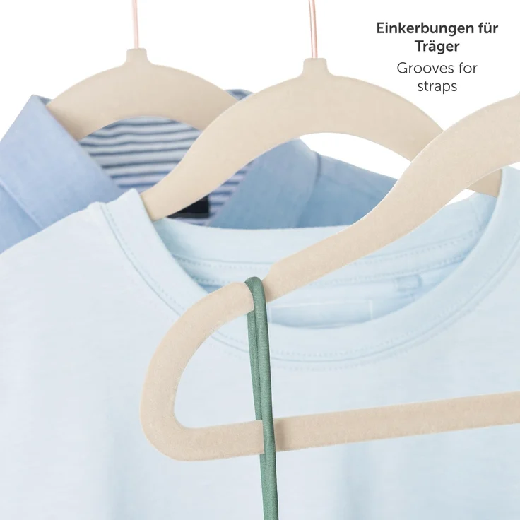 Laleni Kinderkleiderbügel - 50 sensibles protested Kleiderbügel mit Samt Rutschfest - 360° drehbare - Rosegold & Elfenbein – Bild 7
