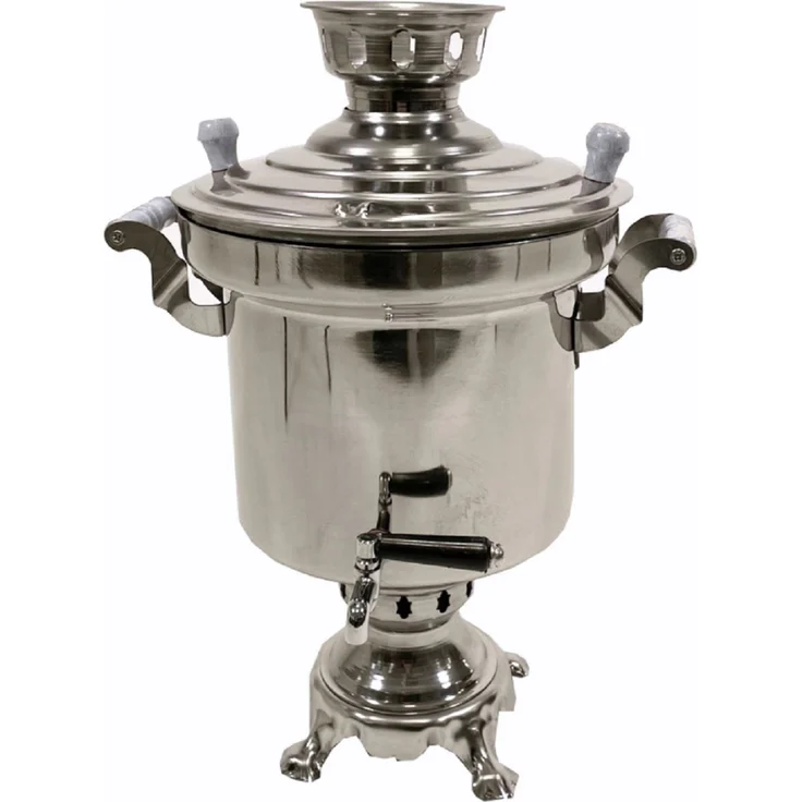 Grillpeter Holzkohle Samowar Edelstahl 5L mit Rauchrohr Teemaschine – Bild 9