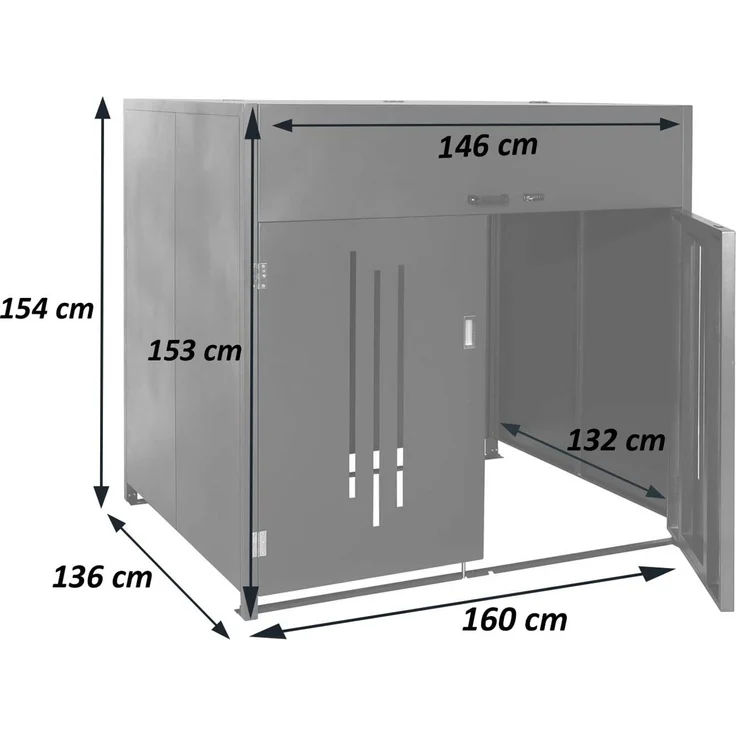 Müllcontainerverkleidung HWC-M54, Müllcontainerbox Industrie-Abfallcontainer, Container bis 1100L 154x160x136cm, Stahl – Bild 3